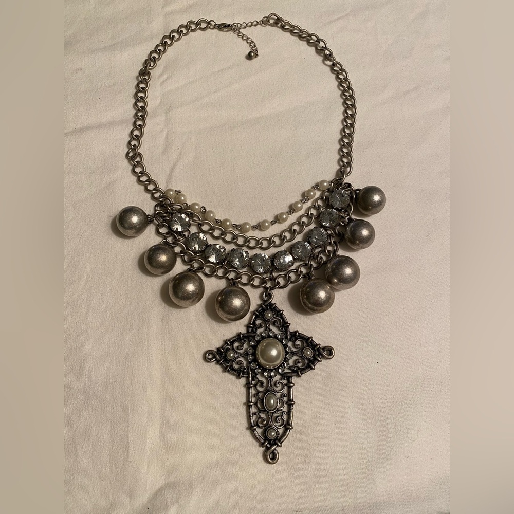 Silver Statement Necklace - image 1